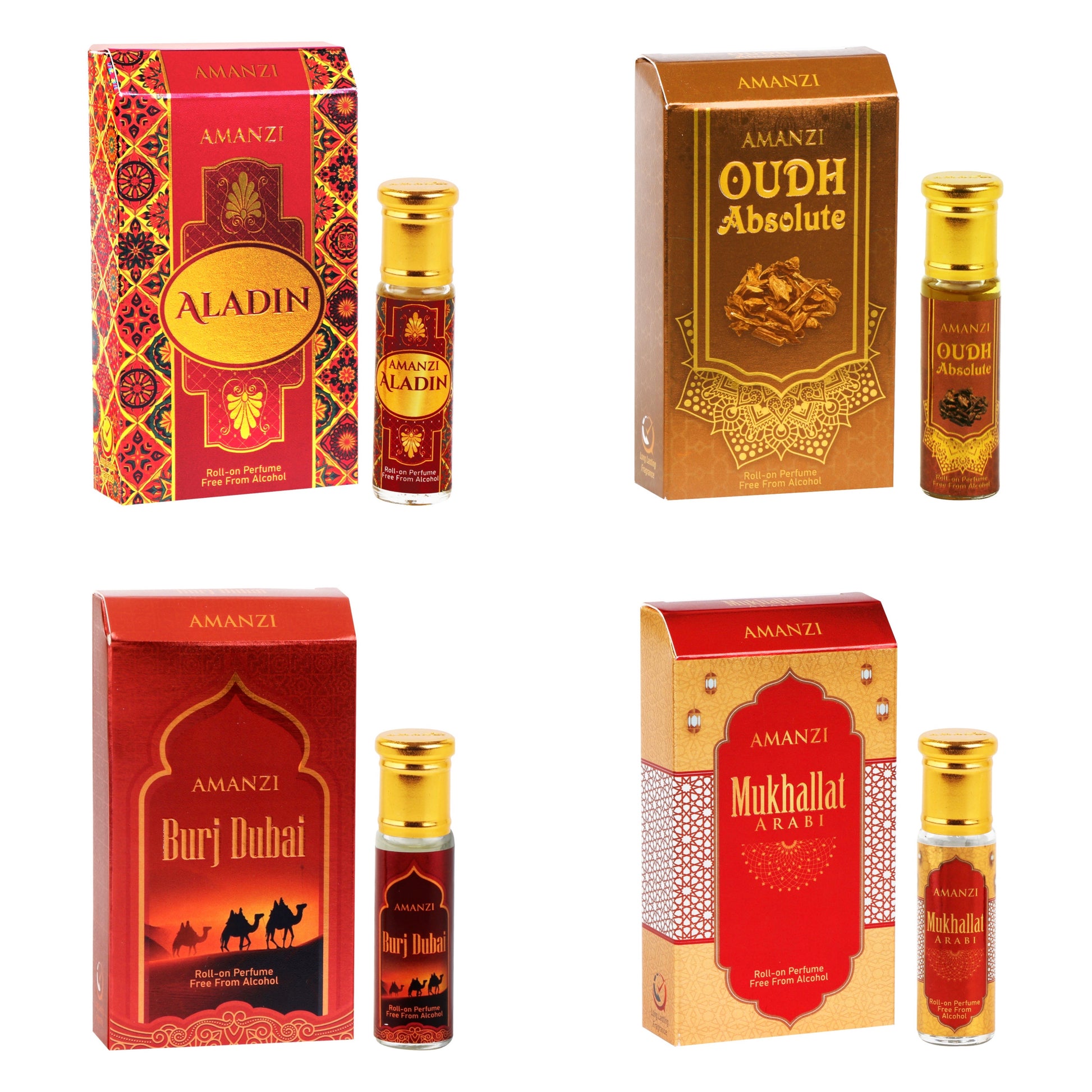 AMANZI – Royal Arabic Collection – Long lasting Attar Roll on perfumes Alcohol free – For Men and Women – 6ml - AMANZI